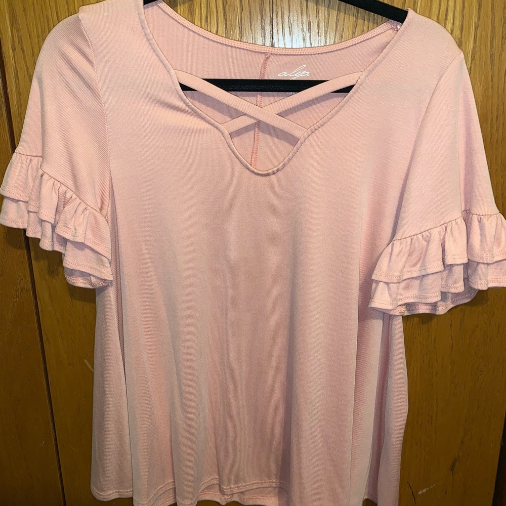 Ruffle Cross V-Neck